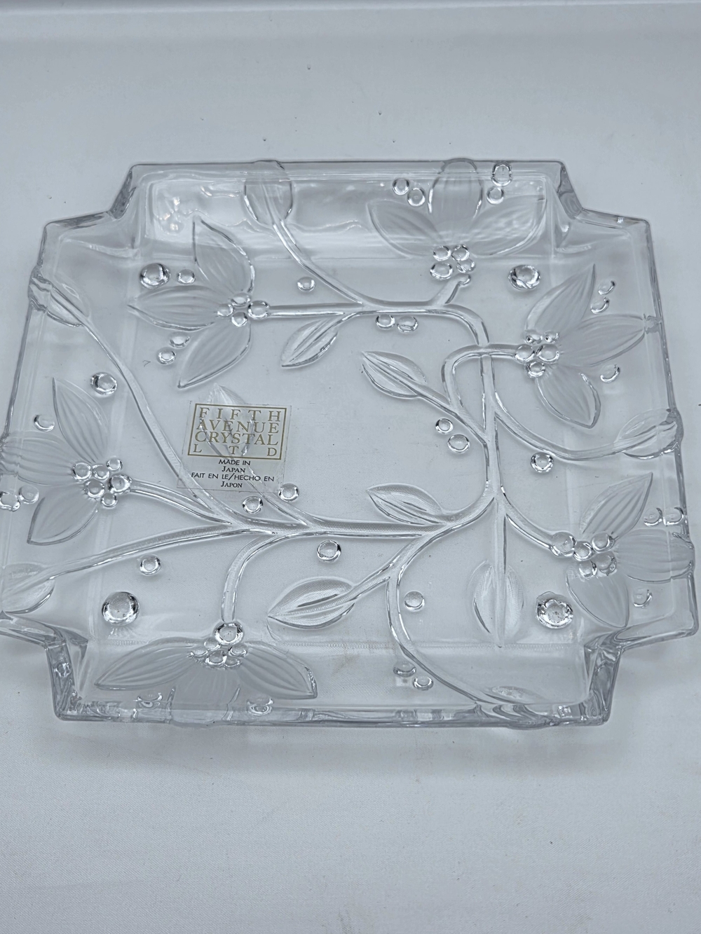 Fifth Avenue Crystal Viscount Plate Frosted Square Glass Dessert Trinket 6.25"